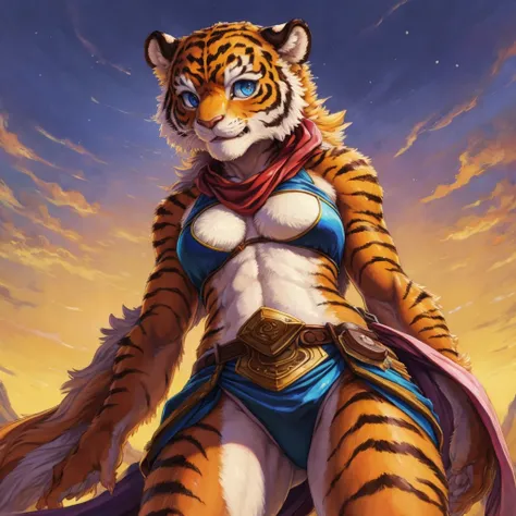 (masterpiece), (best quality),woman ((anthro)) , (tiger girl),1girl,solo,(sharp focus),((look at viewer)),adult female, (rogue o...