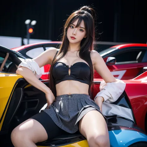 Super detailed photos、Detailed face、Lip gloss、Cool woman、Colorful costumes、F1 Driver Cosplay、Colorful costumes、Clothing with company logo、Grid Girlsのカラフルで派手な衣装、Grid Girls、Perfect Face、Paddock Girls、Harem、motor Show、tights、Bodycon Costumes、Grid Girls、Russia...