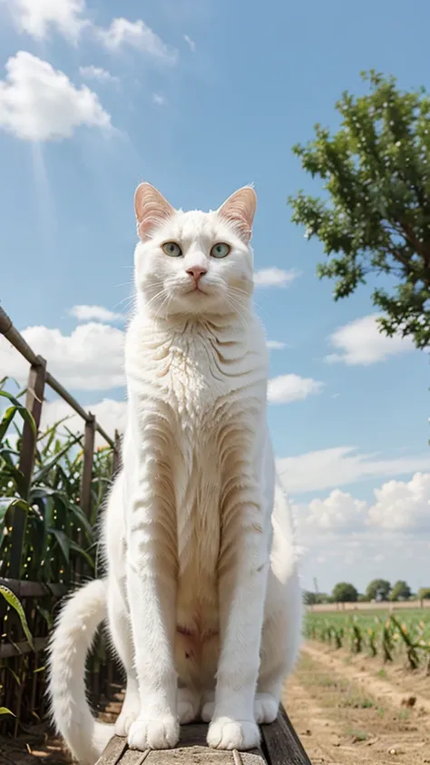 White Cat turns into corn on the corn farm