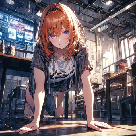 (Recall,On all fours:1.3),(Camel Toe:1.3),Highest quality,Best image quality,Perfect Anatomy,masterpiece,Ultra-detailed,beautiful,super high quality, Highest quality,High resolution, Very detailed,Game CG,Dutch Angle ,beautiful細部までこだわった目,Visual Arts,Five F...