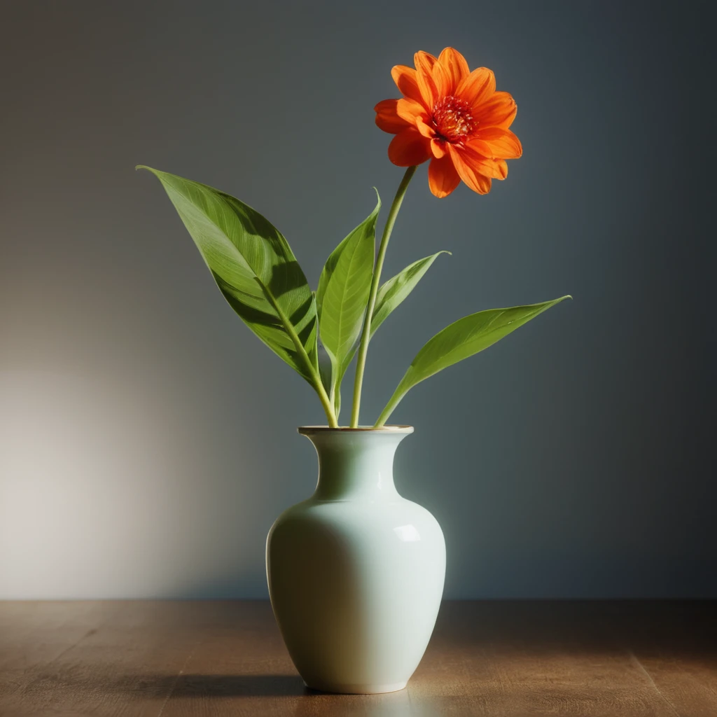 ultra hd, 4k, ultra 详细of, movie, a photograph of  a diffused light of a vase with a flower inside of it,flower,vague,no humans,d...