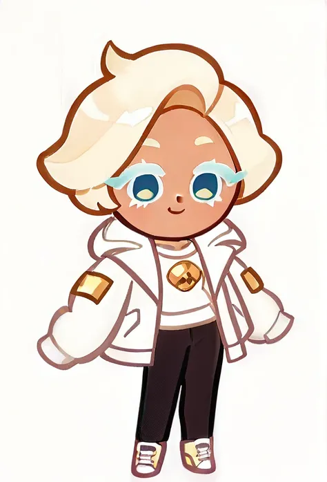 chibi, full body,White Hoodie,Black trousers,White sneakers,Lovely