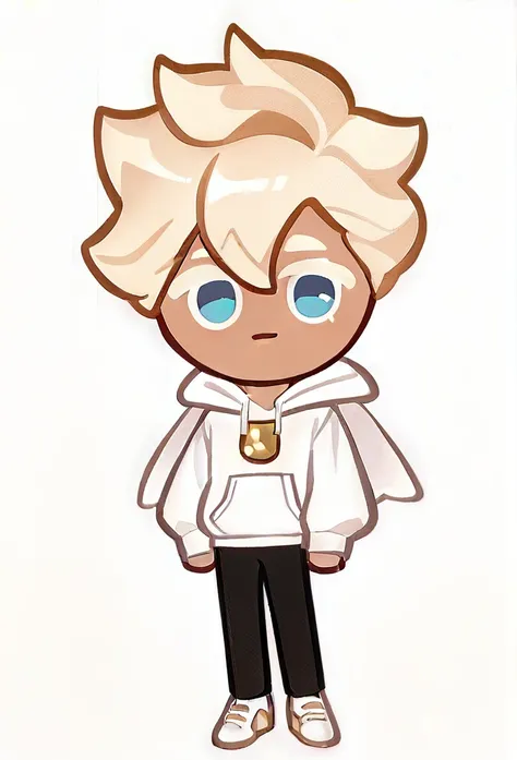 chibi, full body,Boy 1,White Hoodie,Black pants,White shoes,Lovely