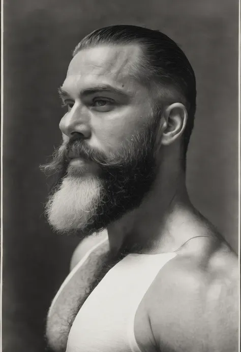 Image of a man with a strong body and white beard 