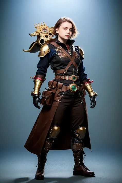 Full-length portrait of a woman,Dark fantasy,main character,Character visuals,advance guard,Mechanical Backpack