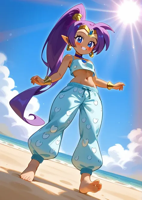 [shantae], ((masterpiece)), ((hd)), ((high res)), ((solo portrait)), ((full body)), ((low angle view)), ((feet visible)), ((foot...