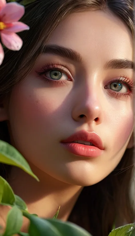 A girl in a garden,detailedeyes,beautiful detailed lips,extremely detailedeyes and face,long eyelashes,illustration,realisitic,high resolution,(best qualityer,4K,8k,high resolution,work of art:1.2),ultra detali,studio lighting,bright coloured,bokeh,portrai...