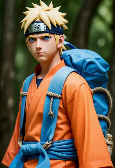 Best Quality, master part, super high resolution, (realism: 1.4), realistic photo, Chico, Naruto Uzumaki is one of Narutos protagonists, He has bright blue eyes and blonde hair.. He wears an orange tunic with blue decorative stripes on the hem and cuffs., ...