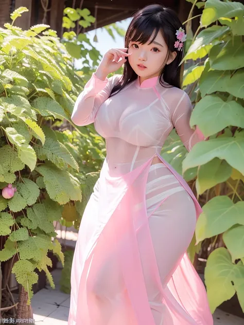 The background is inside a brothel、Her pink nipples are visible through her white underwear, which is so transparent that you can see her bare skin.､Pubic hair visible through white panties、Chubby、Obese、Big Breasts、Front full body style、short hair、Big Ass、...