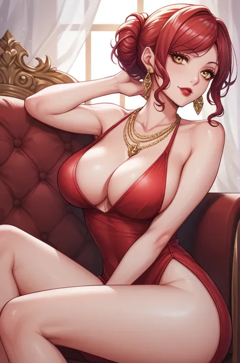 score_9, score_8_up, score_7_up, score_6_up, score_5_up, score_4_up, yu hee, gold eyes, red curly hair, large breasts, hanfu, ba...