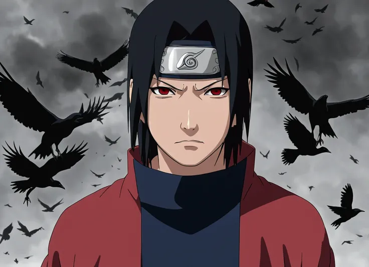 (master part, best quality, high resolution,grainy:1.2), break (uchiha itachi:1.3), long  hair,forehead protector, ninja, layer,...