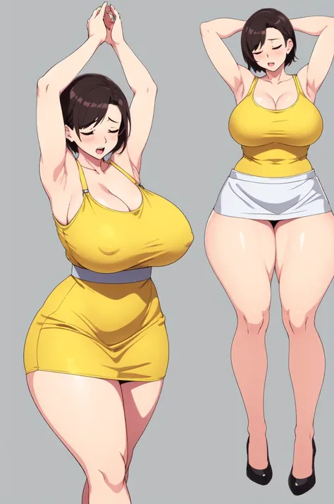 masterpiece, highest quality, High resolution, One girl, solo, sexual intercourse, Pornographic images, short hair, etsukoto, brown Eyes, fine grain, fine grain, (((Thick thighs, Plump thighs, Voluptuous thighs, Thighs alone are enough))), Huge and ample b...