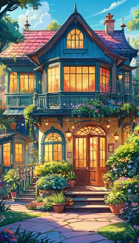 a beautiful house, big, spaceus, modern,  (masterpiece best quality:1.2) delicate illustration ultra-detailed,  (disney-related ...