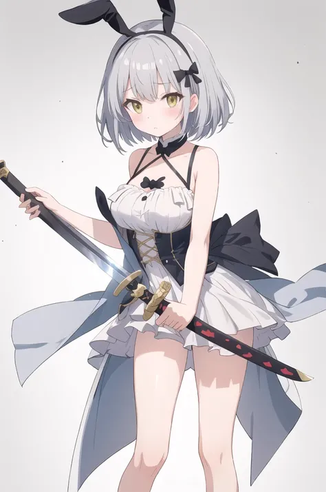 Bunny girl、Big Sword、Gray Hair、short hair