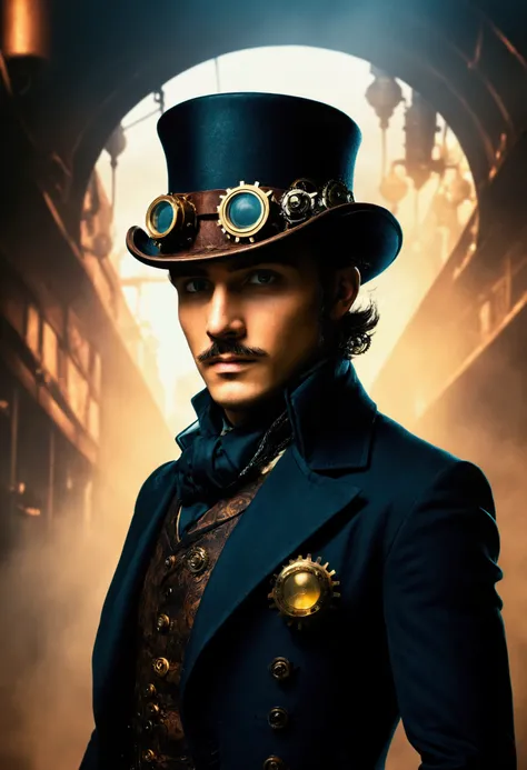 (masterpiece,high resolution,best quality,ultra detailed),1man,male_focus,
steampunk clothes,mechanical hat
