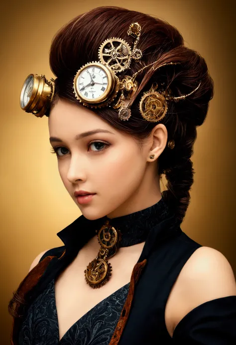 (masterpiece,high resolution,best quality,ultra detailed),1woman,female_focus,
steampunk clothes, mechanical hair ornament