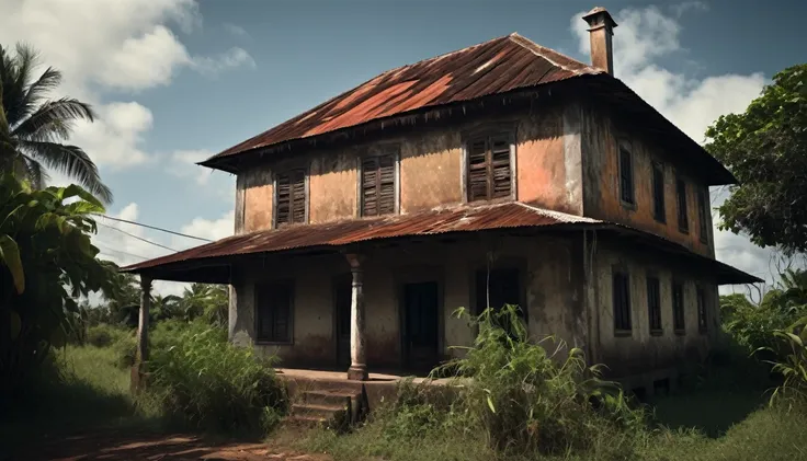 Scary horror image of an old house in Pernambuco,  PICTURE REALISTIC, high resolution, 8k 