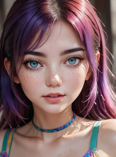 ((ultra detailed)),((bright eyes)), (detailed eyes) , 8k, casual, (the little faux freckles makeupgirl), ((realistic skin)), ((f...