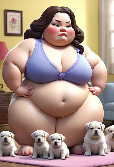 Fat obese sssbbw gluttony 45 year old dog mother and puppies 