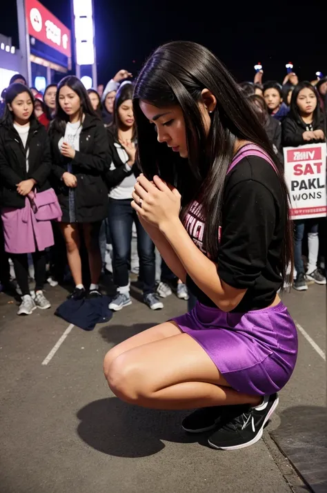 Saying sorryy to his girlfriend on knees in front of whole crowd