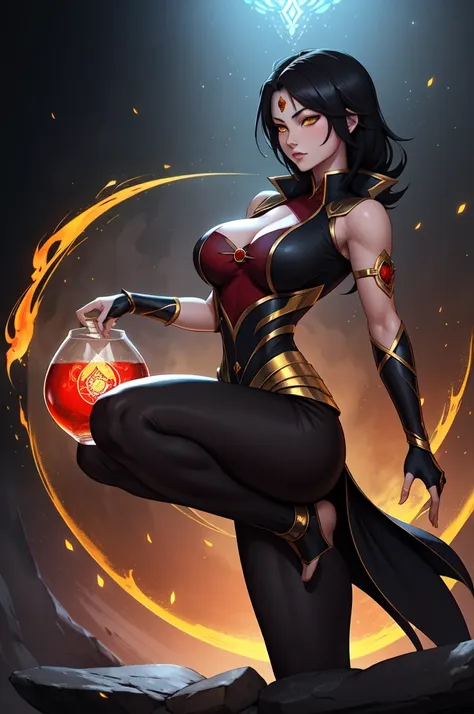 liang xing style a sarada death note bright winter clothes holds in her hands a glass vessel with adaga magic in it, the folhas ...