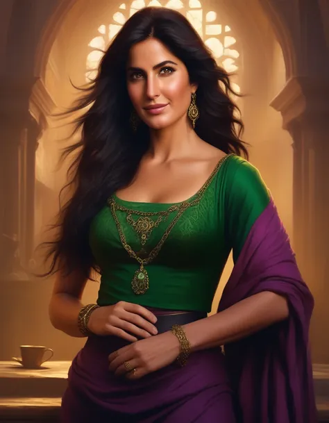 cinematic ((((upper body portrait)))) of Katrina Kaif as a woman, ((dressed as esmeralda from the hunchback of notre dame disney movie)), realistic artwork by greg rutkowski, 4k, 135mm IMAX 