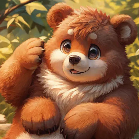 bear, chubby,furr,fluffy,cute, detailed face, detailed eyes, masterpice, high quality, high resolution