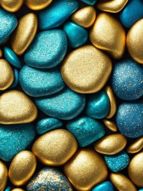 a close up of a bunch of blue and gold rocks, a microscopic photo by Mario Dubsky, deviantart, abstract art, abstract 3 d artwork, gold black and aqua colors, gold and blue, colors with gold and dark blue, amazing detail digital art, golden organic structu...