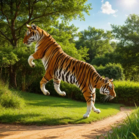 A cute cartoon rabbit in the foreground, with a tiger and a horse in the background, (best quality,4k,8k,highres,masterpiece:1.2),ultra-detailed,(realistic,photorealistic,photo-realistic:1.37),adorable rabbit,cute bunny,detailed rabbit face,expressive rabb...