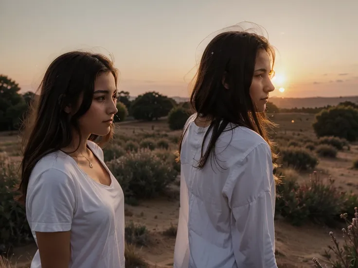 20 year old women taking picture at sunrise 