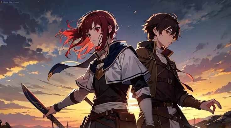 Anime Man Dark Red Hair Adventurer Medieval Clothing Rough isekai Strong