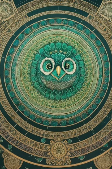 water green owl mandala design