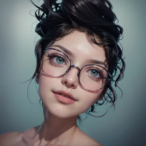 desenho de uma mulher with glasses, a digital painting inspired by loish, art station, serial art, stylized portrait, high-quality portrait, digital illustration portrait, digitalportrait,  with glasses, detailed color portrait, cute portrait, nft portrait...