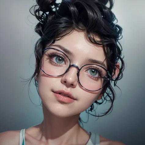 desenho de uma mulher with glasses, a digital painting inspired by loish, art station, serial art, stylized portrait, high-quality portrait, digital illustration portrait, digitalportrait,  with glasses, detailed color portrait, cute portrait, nft portrait...