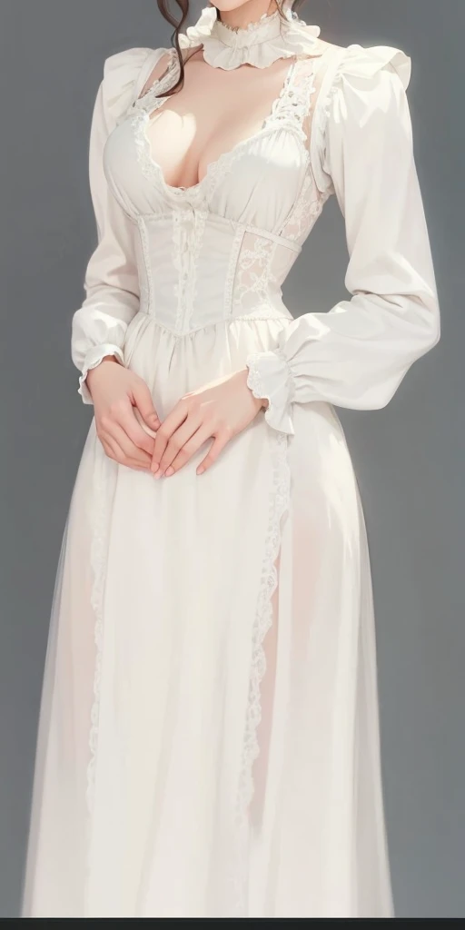 masterpiece, beautiful llustration, girl, nightwear, victorian era, victorian style, chiffon, a lot of fabric, a lot of folds of fabric, lace