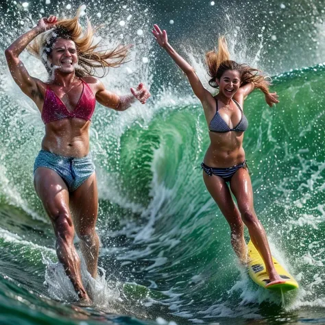 (ZoomedOut:1.28, Wide-shot) ZoomLayer (Epic photo of surfer magazine:1.37). (Full of Water, Everything Wetted:1.4) WetHair (extremely detailed Cute Girl)(SparklingHighlights:1.28), Dynamic Joyful Expressions LifeLike Rendering (ManoErina:1.0) . Overflowing...