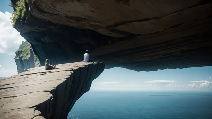 Meditation on a cliff 