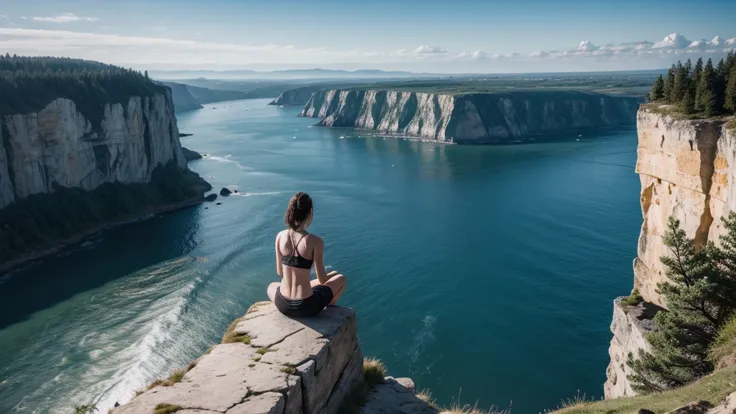 Meditation on a cliff 