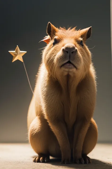 A capybara holding a star