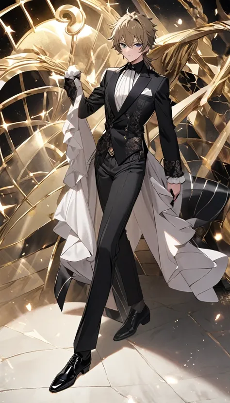 <lora: Satoru gojo. <lora: Geto in black suit elegant appearance 