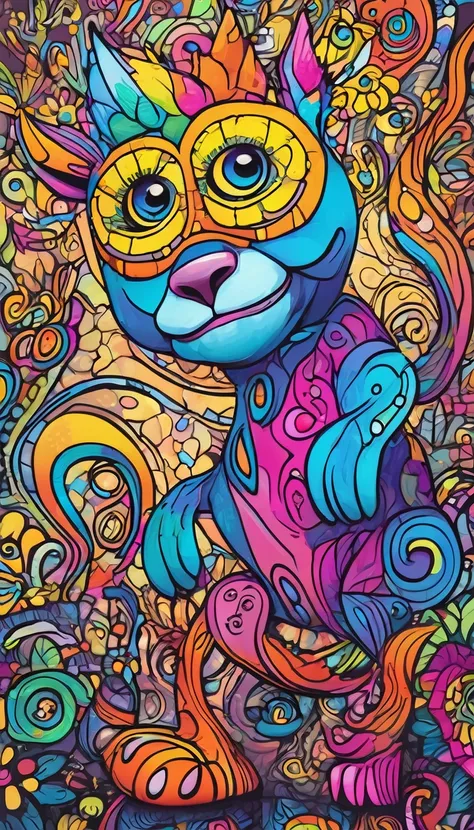 Anthropomorphic animal characters, Detailed marker outline, cute, Art Brut Style, Dynamic pose, whimsical expression, Bright and vibrant colors, Dynamic Lighting, Digital Painting, masterpiece, (Highest quality,4K,8k,High resolution,masterpiece:1.2),Very d...