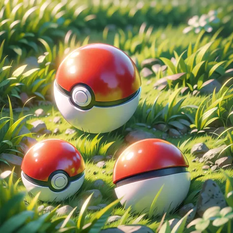 (illustration, best quality, masterpiece, official art:1.1), pokeball, grass floor