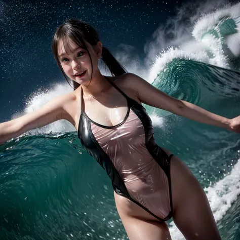 (ZoomedOut:1.28, Wide-shot) ZoomLayer (Epic photo of surfer magazine:1.37). (Full of Water, Everything Wetted:1.4) WetHair (extremely detailed Cute Girl in RED)(SparklingHighlights:1.28), Dynamic Joyful Expressions LifeLike Rendering (ManoErina:1.0) . Over...