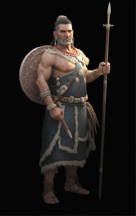 minoan primitive warrior: ultra realistic and detailed