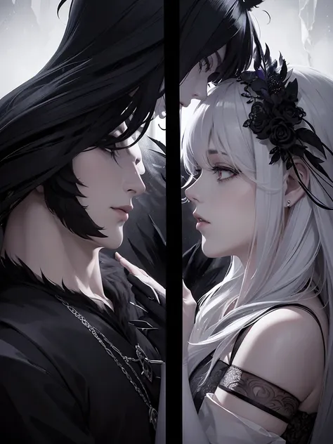 a high quality yin yang composed of two ravens, one black and one white, intricate detailed feathers, dark moody atmosphere, dramatic lighting, gothic, cinematic, 8k, award winning, photorealistic