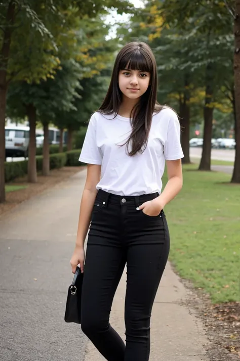 Teenage girl around 17 with black jeans