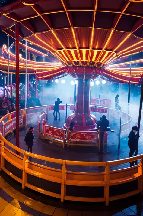 A fantastic night amusement park、Merry-go-round fog