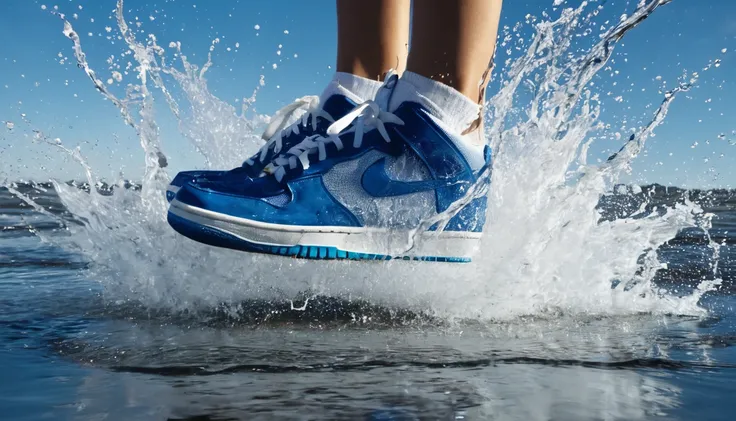 a picture of a sneakers splashing down on water like in a commercial
