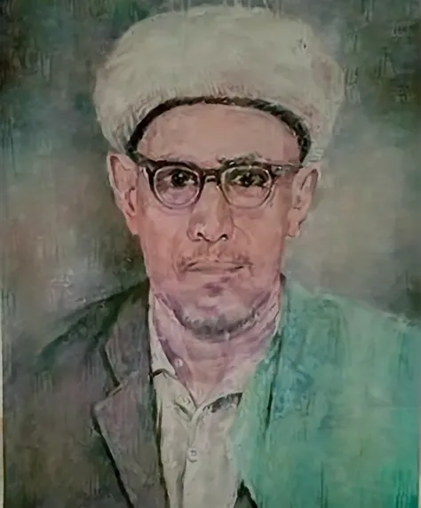 painting of a man in a hat and glasses wearing a suit, raden saleh, inspired by abdur rahman chughtai, shabab alizadeh, by abdur...