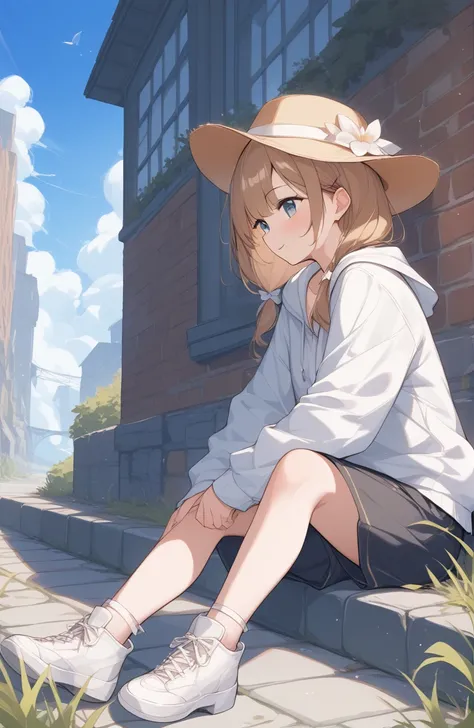 ((pale colour)),35mm, debt/1.2, super High resolution, Attention to detail, Highest quality, High resolution, masterpiece、masterpiece, Highest quality, Super detailed, so beautiful, One girl、another world、Girl in a hat、cute、another world outfit、Grass grows...